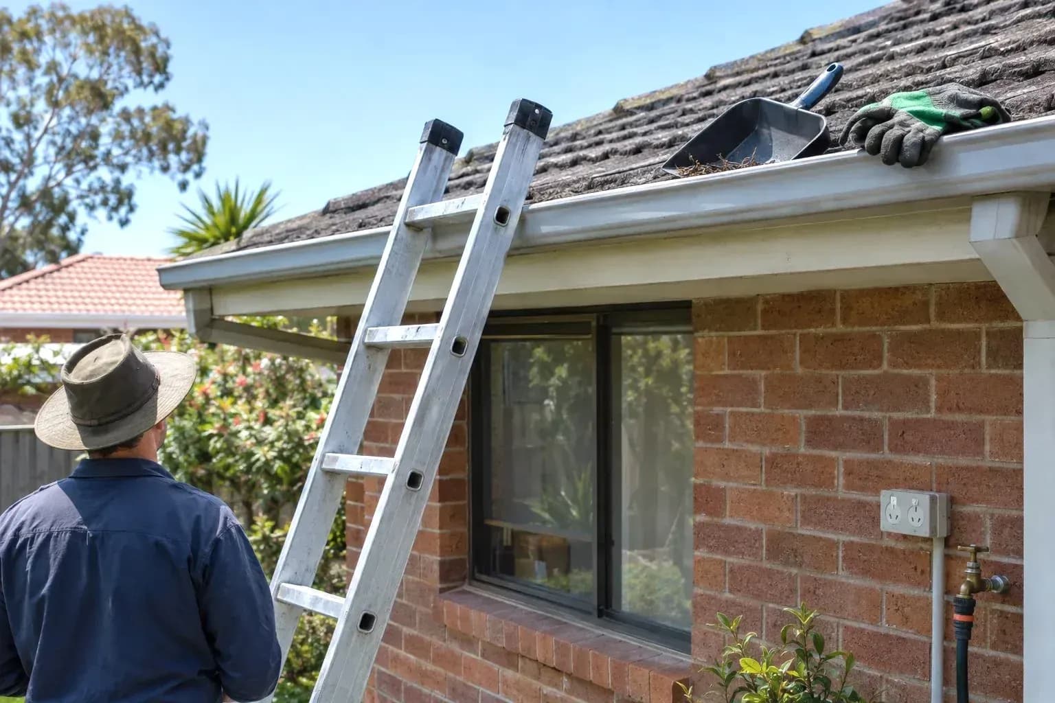 Cleared gutters on a single-storey home